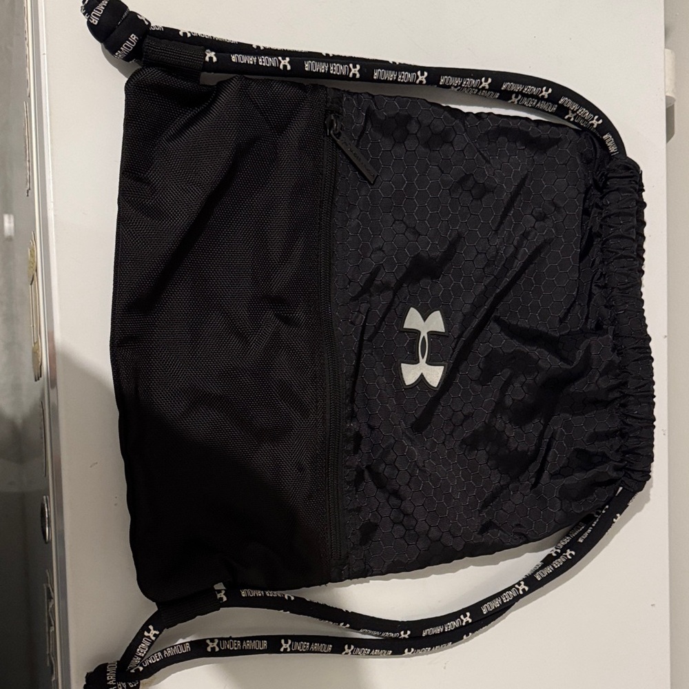 Under Armour Black Hex Pattern Drawstring Backpack